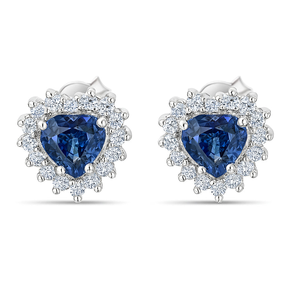 Orecchini - 18 carati Oro bianco - 1.86ct. tw. Zaffiro - Diamante