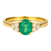 Anello - 18 carati Oro giallo - 0.92ct. tw. Smeraldo - Diamante