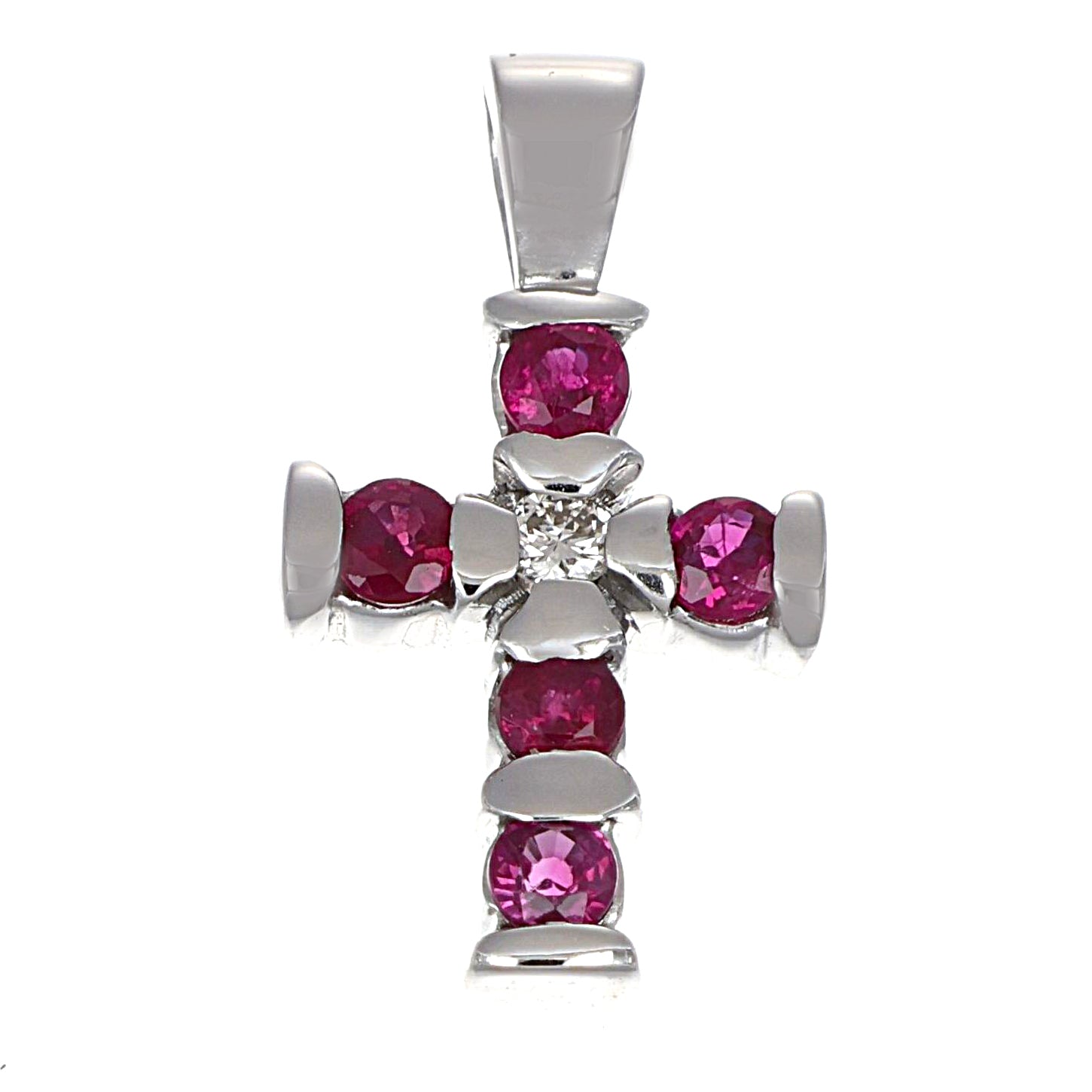 Ciondolo - 18 carati Oro bianco - 0.27ct. tw. Rubino - Diamante