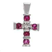 Ciondolo - 18 carati Oro bianco - 0.27ct. tw. Rubino - Diamante