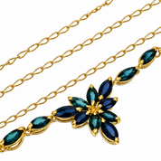 Collana con ciondolo - 18 carati Oro giallo - 3.90ct. tw. Zaffiro - Made in Italy - Handmade