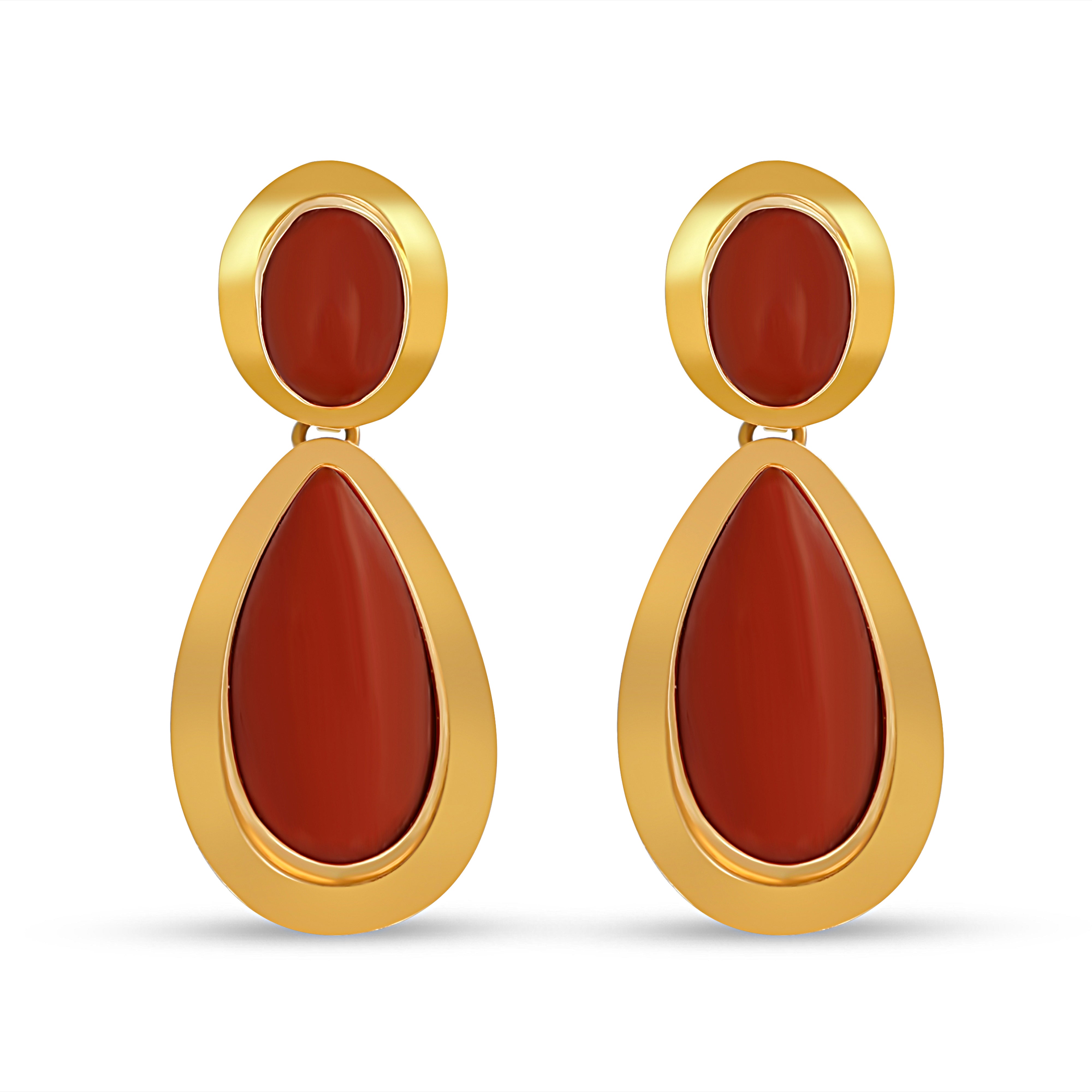 Orecchini - 18 carati Oro giallo - Corallo