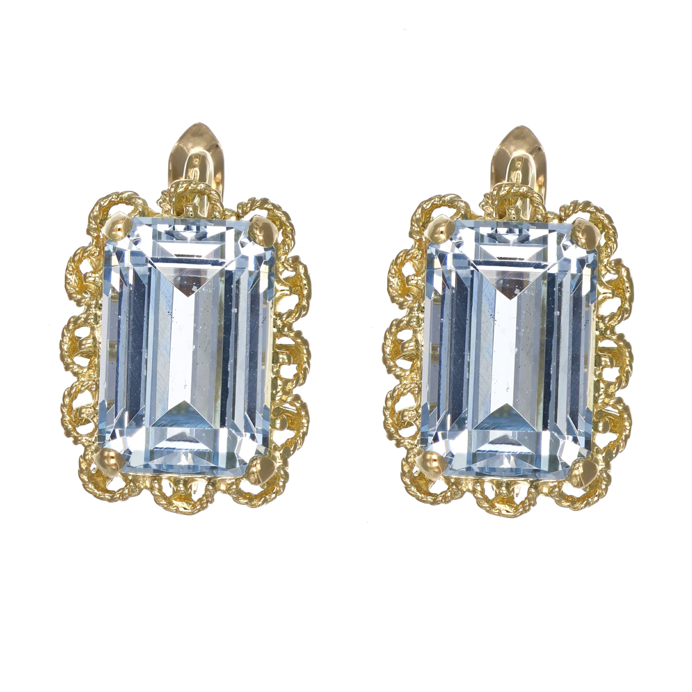 Orecchini - 18 carati Oro giallo - 7.40ct. tw. Acquamarina