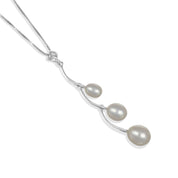 Collana con ciondolo - 18 carati Oro bianco - 0.02ct. tw. Diamante (Naturale) - Perla