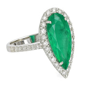 Anello - 18 carati Oro bianco - 4.86ct. tw. Smeraldo - Diamante