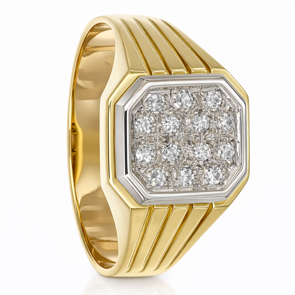 Anello - 18 carati Oro bianco, Oro giallo - 0.21ct. tw. Diamante (Naturale) - Made in Italy - Handmade