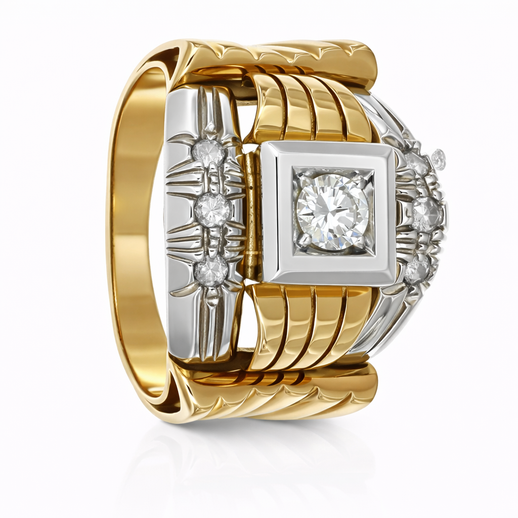 Anello - 18 carati Oro bianco, Oro giallo - 0.33ct. tw. Diamante (Naturale)
