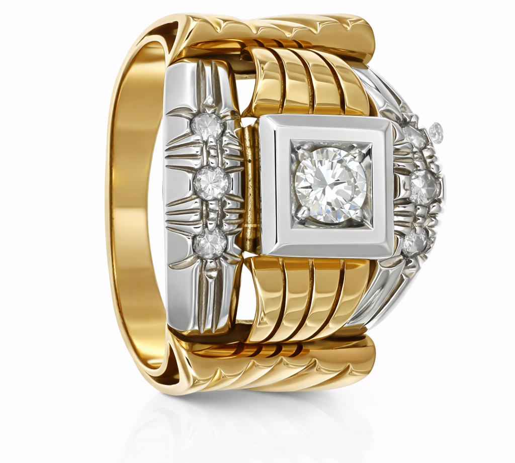 Anello - 18 carati Oro bianco, Oro giallo - 0.33ct. tw. Diamante (Naturale)