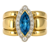 Anello - 18 carati Oro bianco, Oro giallo - 1.01ct. tw. Topazio - Diamante