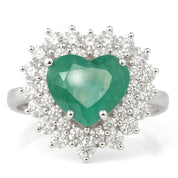 Anello - 18 carati Oro bianco - 3.70ct. tw. Smeraldo - Diamante