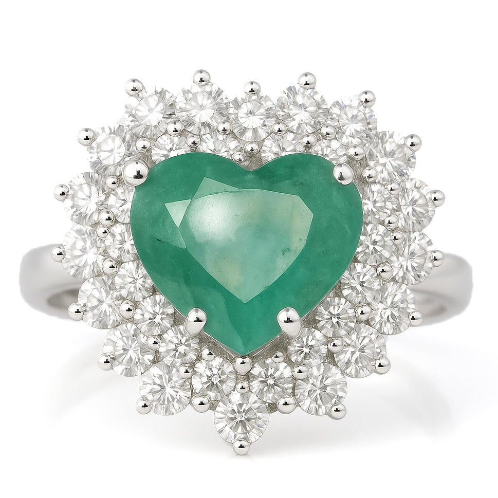 Anello - 18 carati Oro bianco - 3.70ct. tw. Smeraldo - Diamante