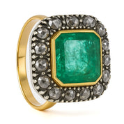 Anello - 18 carati Oro giallo, Argento - 3.48ct. tw. Smeraldo - Diamante