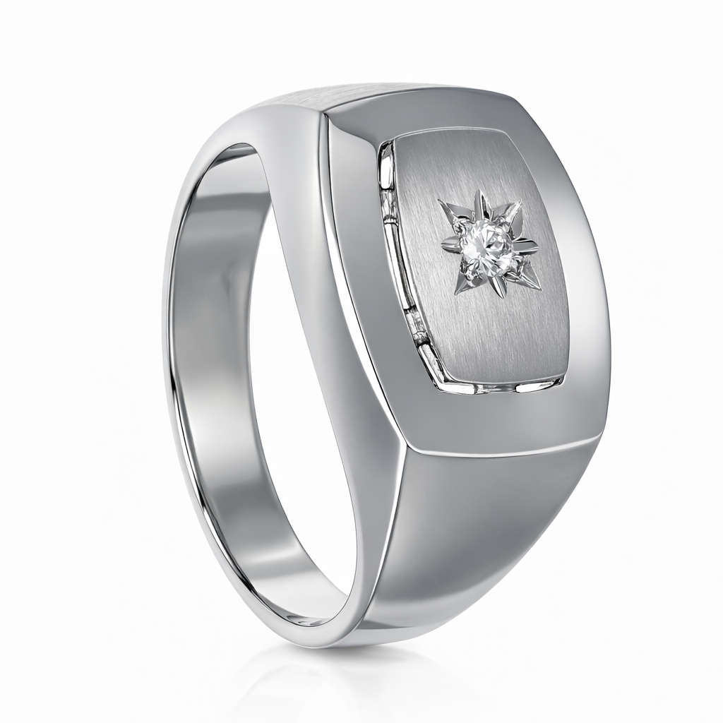 Anello - 18 carati Oro bianco - 0.03ct. tw. Diamante (Naturale)