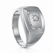 Anello - 18 carati Oro bianco - 0.03ct. tw. Diamante (Naturale)