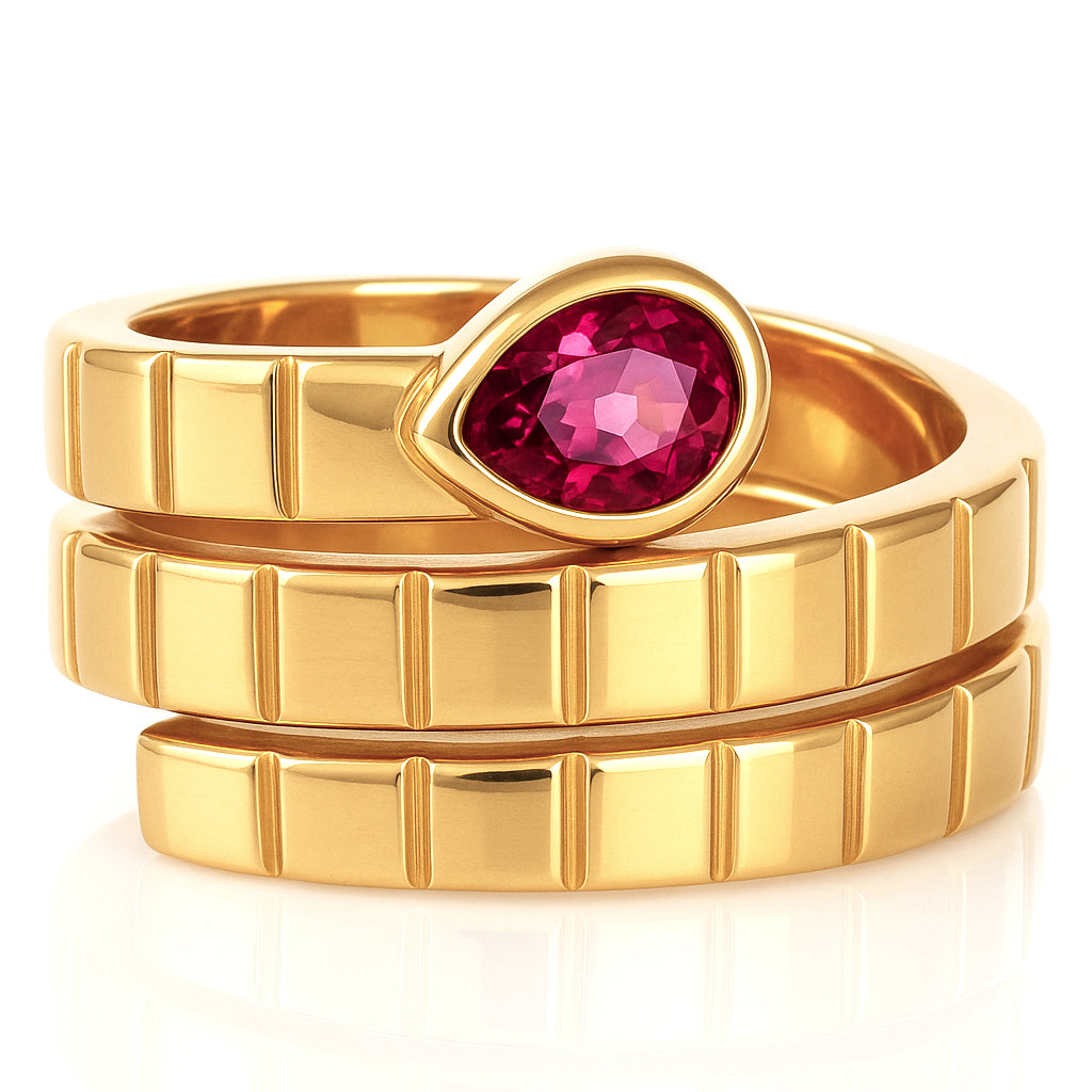 Anello - 18 carati Oro giallo - 0.60ct. tw. Rubino