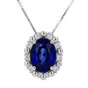 Collana con ciondolo - 18 carati Oro bianco - 1.57ct. tw. Zaffiro - Diamante