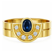 Anello - 18 carati Oro giallo - 0.32ct. tw. Zaffiro - Diamante