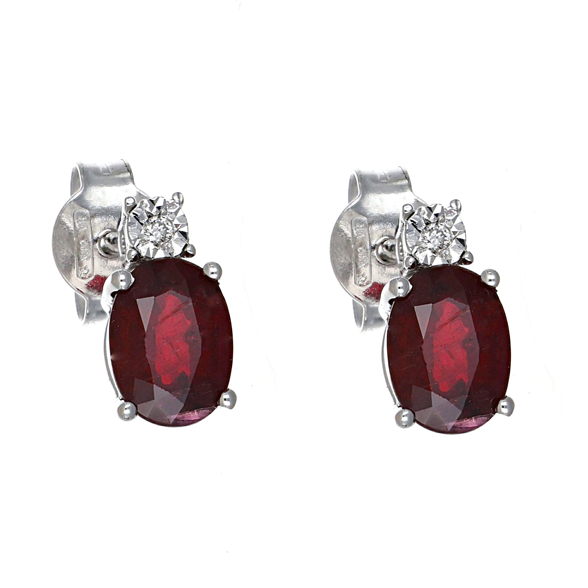 Orecchini - 18 carati Oro bianco - 1.62ct. tw. Rubino - Diamante