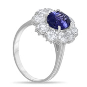 Anello - 18 carati Oro bianco - 4.10ct. tw. Tanzanite - Diamante