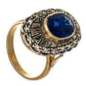 14 Oro giallo, Argento 925 - Anello - Zaffiro e Diamanti