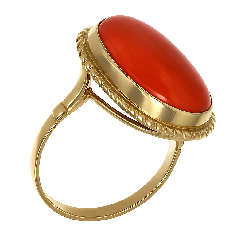 Anello - 18 carati Oro giallo Corallo