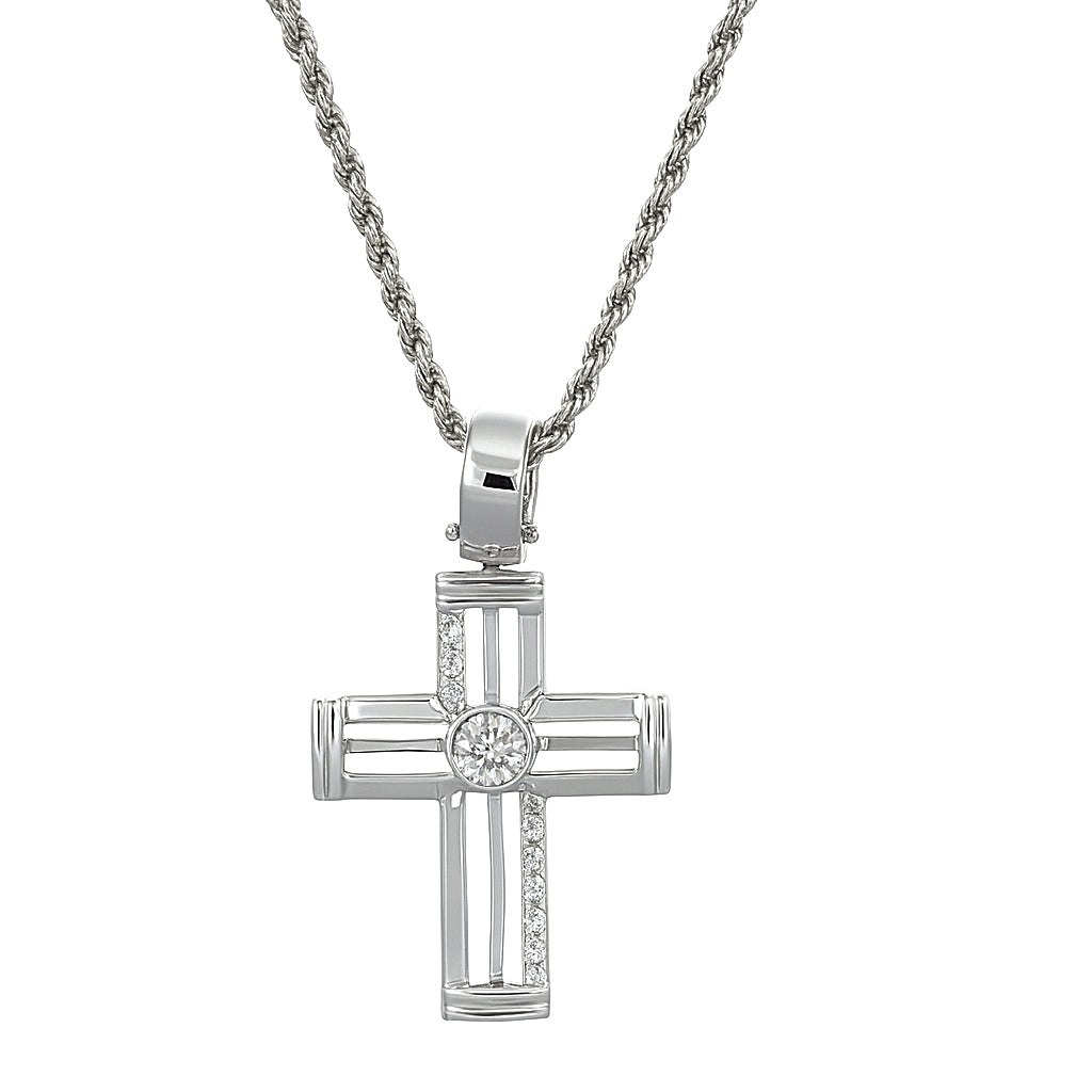 Collana con ciondolo - 18 carati Oro bianco - 0.125ct. tw. Diamante (Naturale)