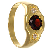 Anello - 18 carati Oro giallo - 0.90ct. tw. Granato - Diamante