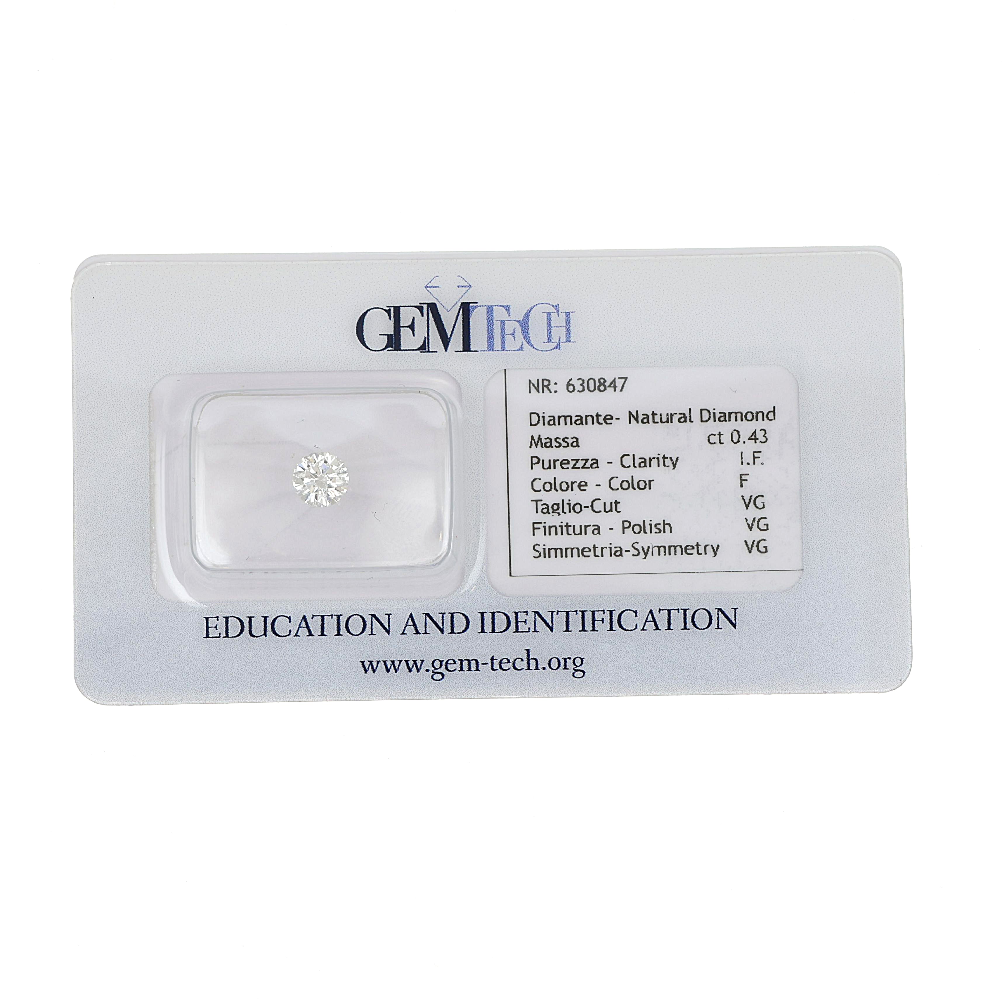 Diamante (Naturale) - 0.77 ct - Rotondo - Istituto Gemmologico Italiano (IGI)