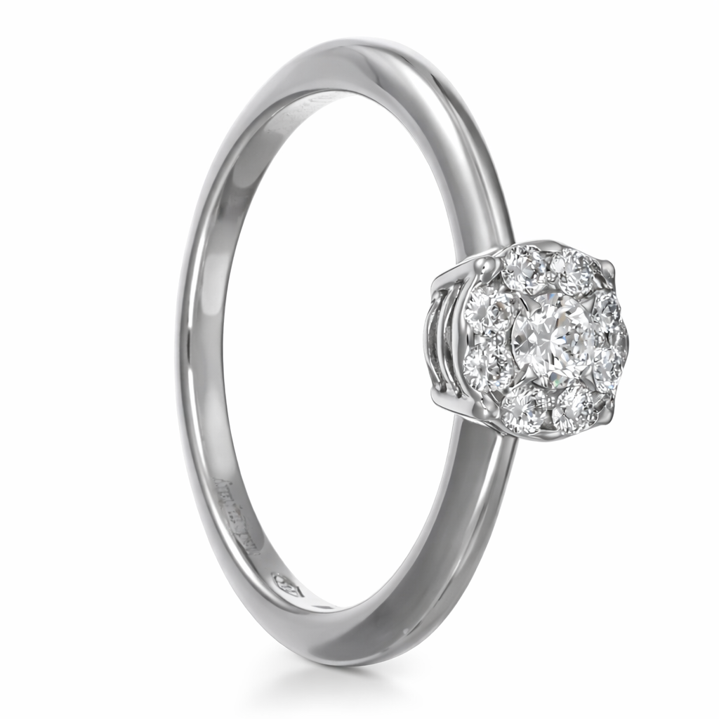 Anello - 18 carati Oro bianco - 0.24ct. tw. Diamante (Naturale)