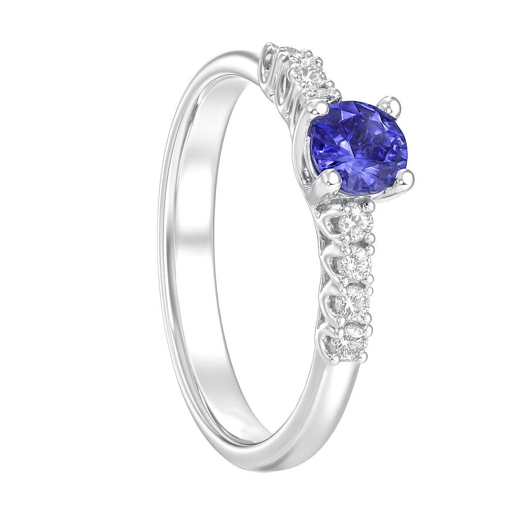 Anello - 18 carati Oro bianco - 0.87ct. tw. Tanzanite - Diamante