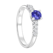 Anello - 18 carati Oro bianco - 0.87ct. tw. Tanzanite - Diamante