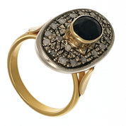 14 carati Oro giallo, Argento 925 - Anello- Zaffiro -Diamanti