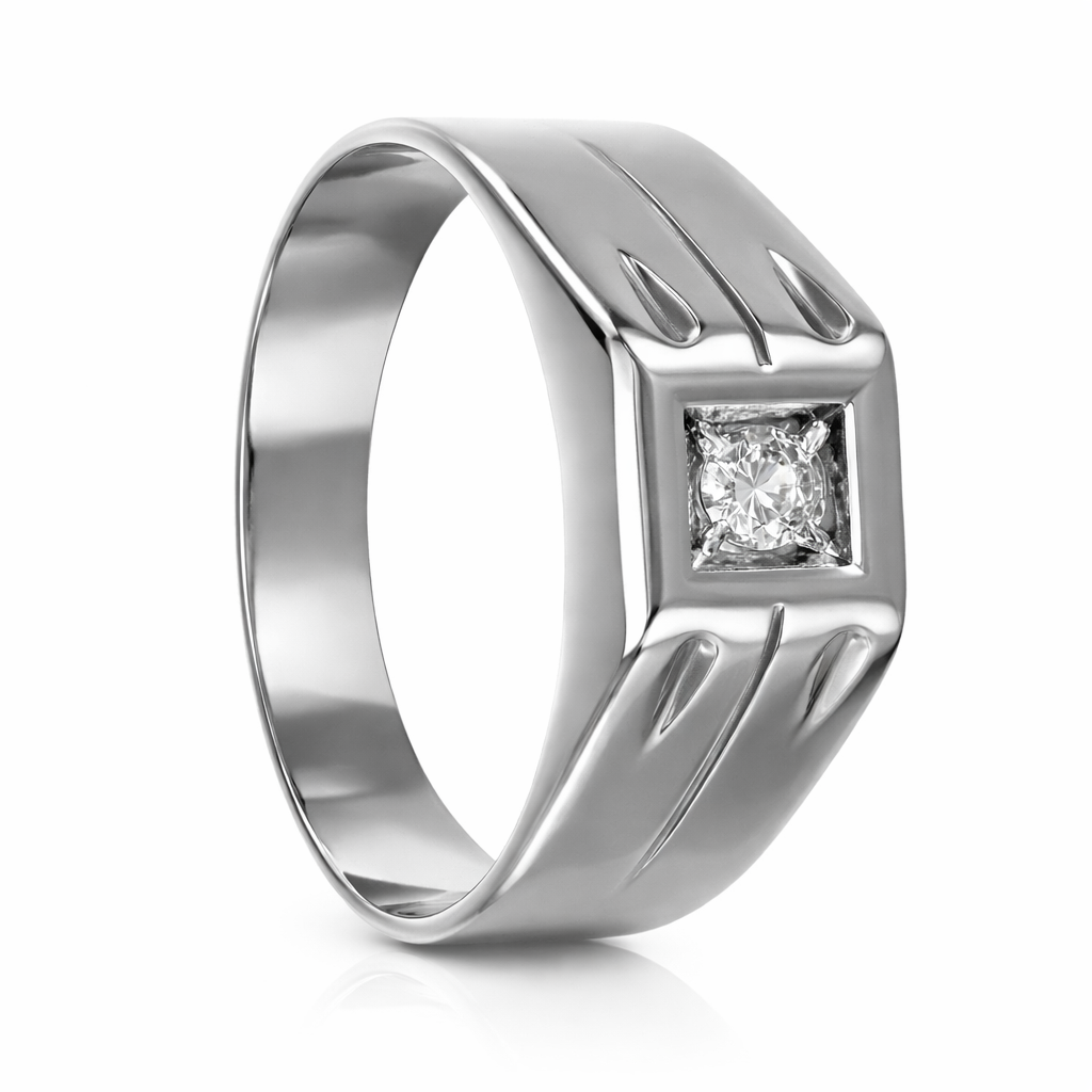 Anello - 18 carati Oro bianco - 0.05ct. tw. Diamante (Naturale)