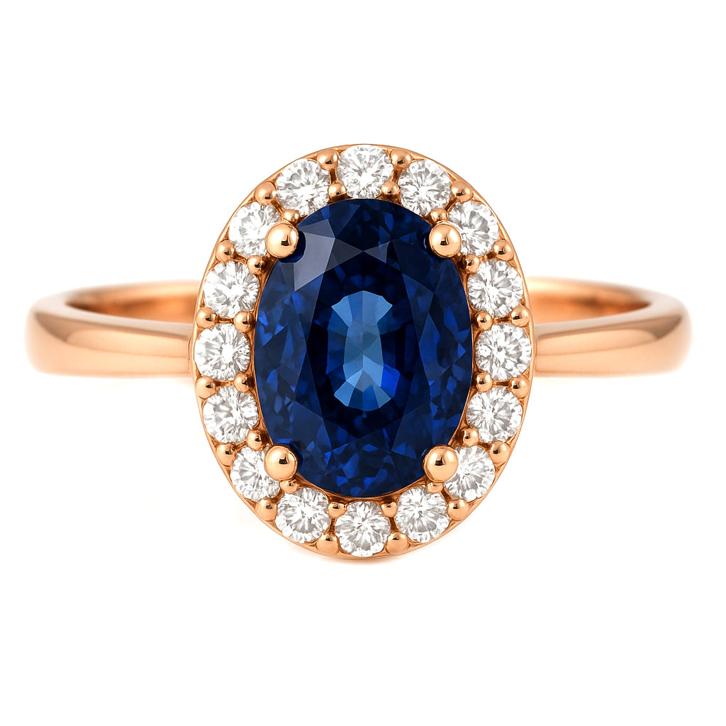 Anello - 18 carati Oro rosa - 2.02ct. tw. Zaffiro - Diamante