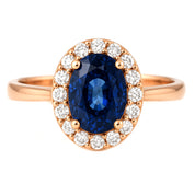 Anello - 18 carati Oro rosa - 2.02ct. tw. Zaffiro - Diamante