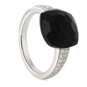 Anello - 18 carati Oro bianco - 7.82ct. tw. Onice - Diamante