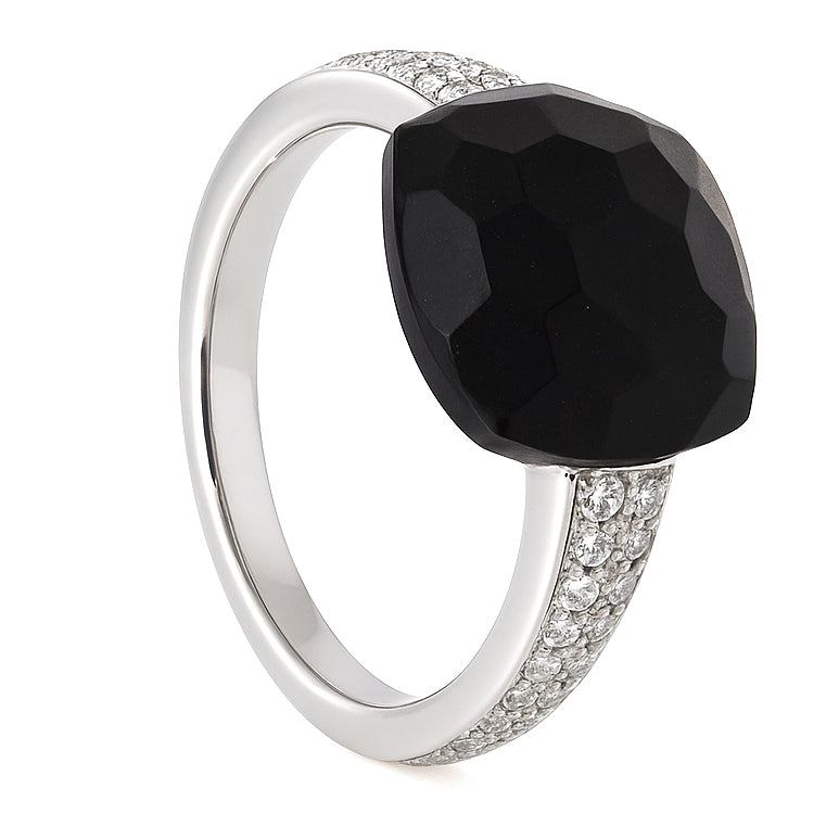 Anello - 18 carati Oro bianco - 7.82ct. tw. Onice - Diamante