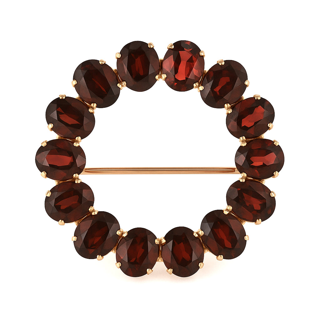 Spilla - 18 carati Oro giallo - 13.30ct. tw. Granato