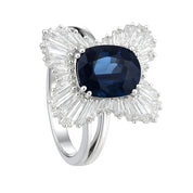 Anello - 18 carati Oro bianco - 4.05ct. tw. Zaffiro - Diamante