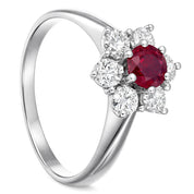 Anello - 18 carati Oro bianco - 1.08ct. tw. Rubino - Diamante