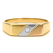 Anello - 18 carati Oro bianco, Oro giallo - 0.03ct. tw. Diamante (Naturale)