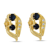 Orecchini - 18 carati Oro giallo - 0.91ct. tw. Zaffiro - Diamante