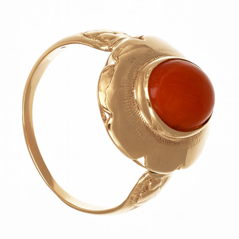 Anello - 18 carati Oro giallo Corallo