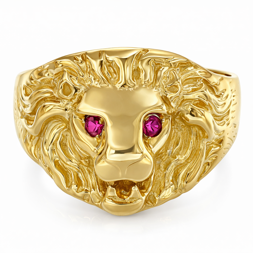 Anello in oro giallo 18 carati con due rubini