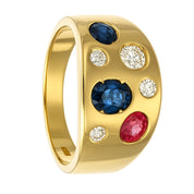 Anello - 18 carati Oro bianco, Oro giallo, Zaffiro - Rubino - diamante - 0.68ct. tw.