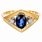 Anello - 18 carati Oro giallo, Oro bianco - 0.67ct. tw. Zaffiro - Diamante - Made in Italy - Handmade