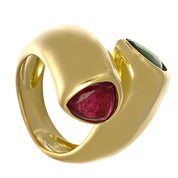 Anello - 18 carati Oro giallo - 3.50ct. tw. Rubino - Tormalina
