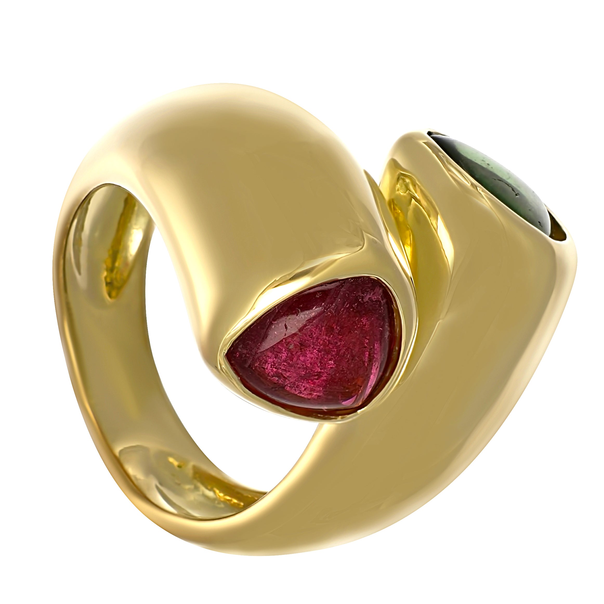 Anello - 18 carati Oro giallo - 3.50ct. tw. Rubino - Tormalina