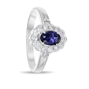 Anello - 18 carati Oro bianco - 0.72ct. tw. Iolite - Diamante