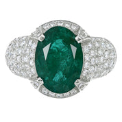 Anello - 18 carati Oro bianco - 6.30ct. tw. Smeraldo - Diamante